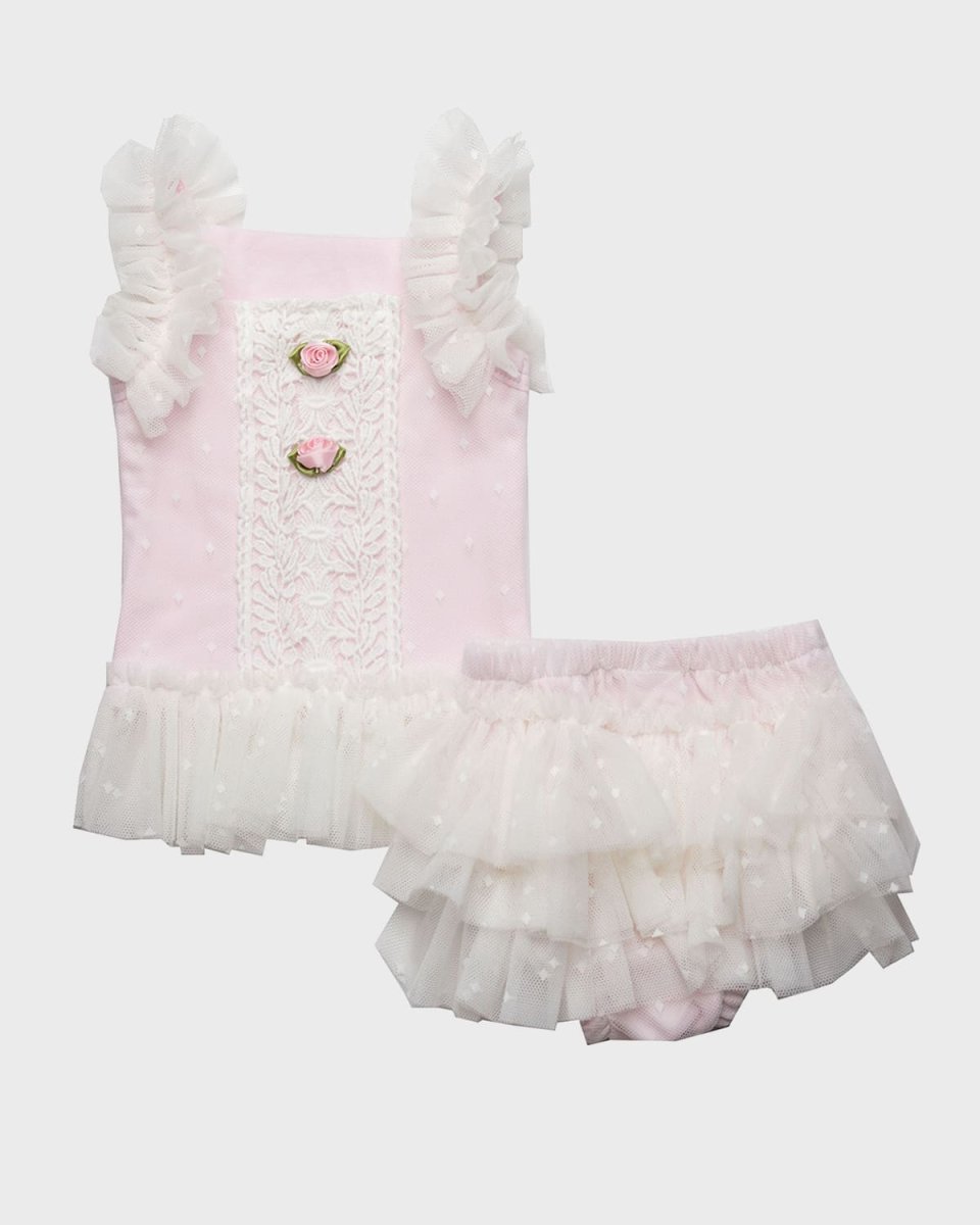 Girl's Grace Party 2-Piece Bloomers Set, Size Newborn-24